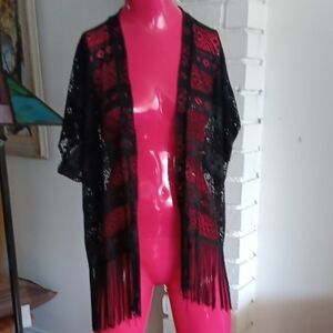 OLIVE YREE Black Fringe Women Top